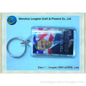 Advertising Customized rectangle shaped acrylic key chain /